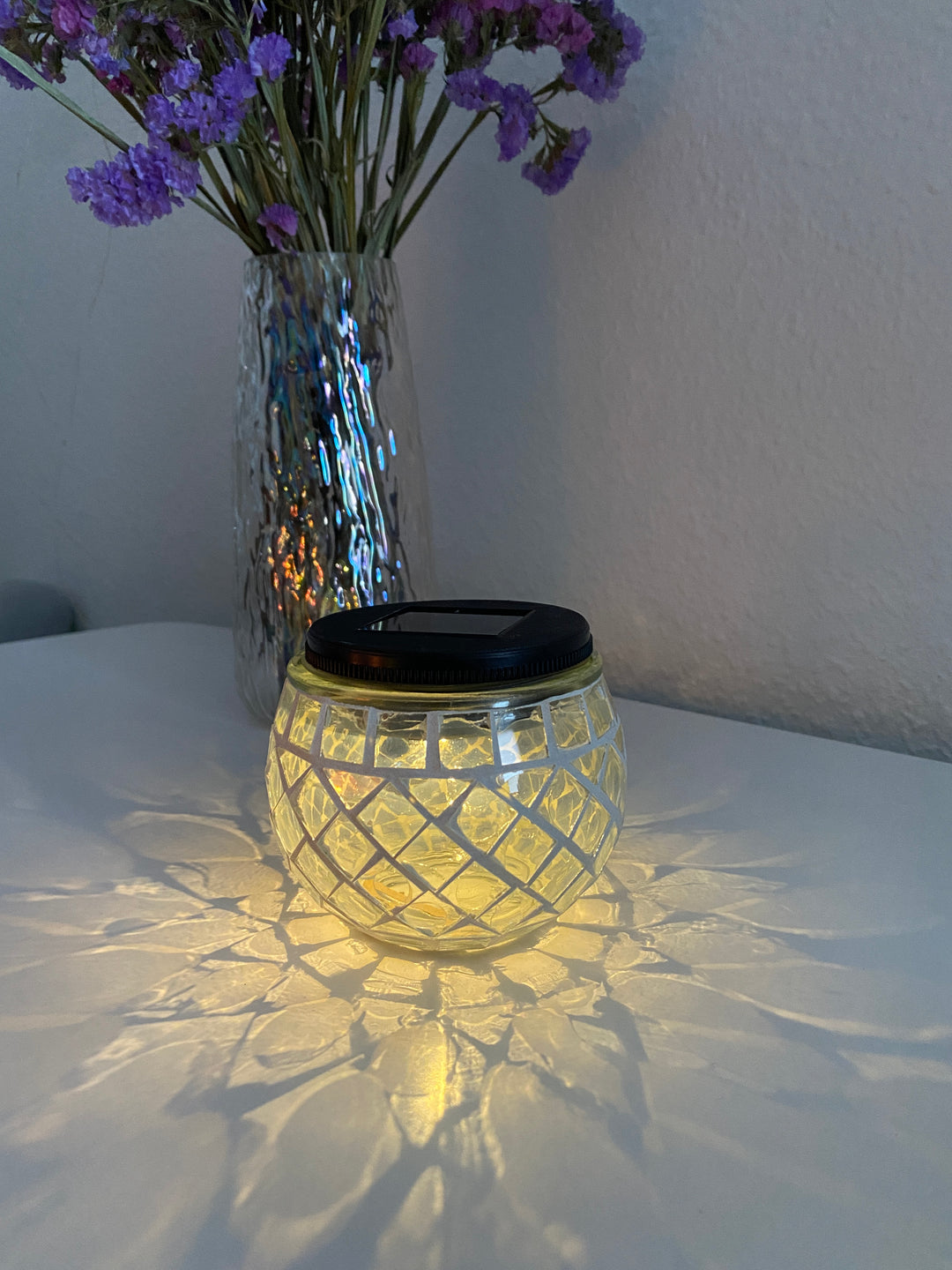 Solcellslampa i mosaik Ø10xH9 cm klar 