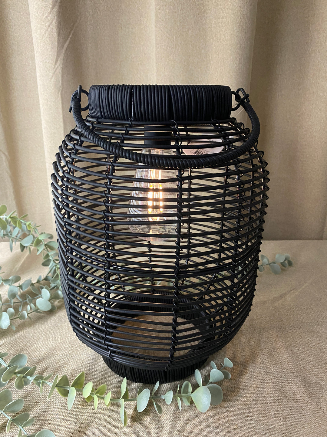 Solar lanterne pære D22x30 cm PVC/metal sort