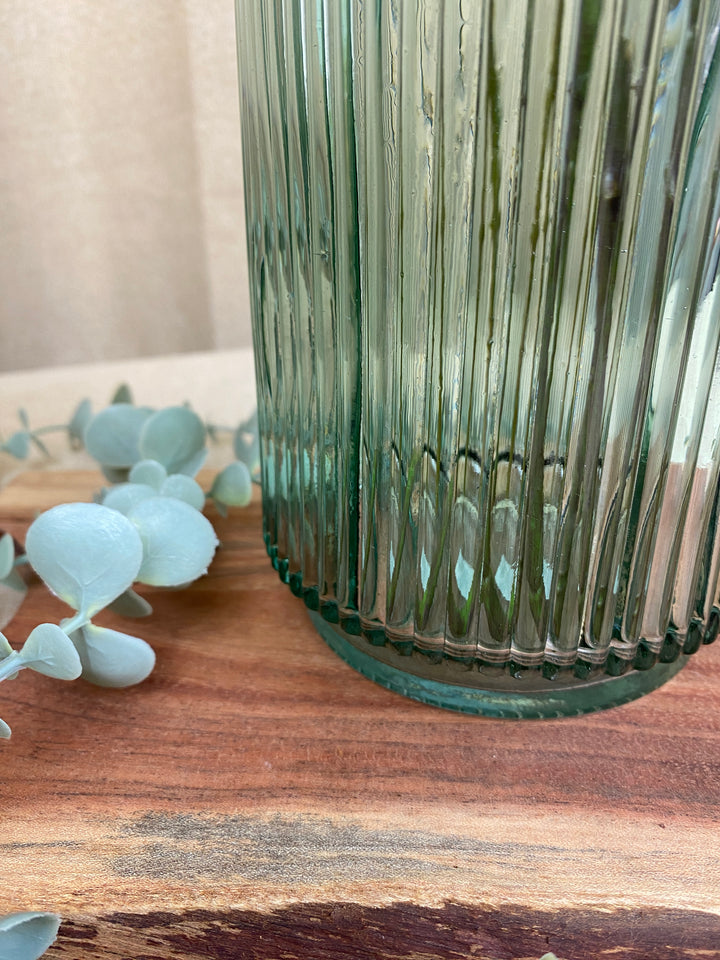 Flora vas - räfflat glas 12x25 cm - 3 ass. färger