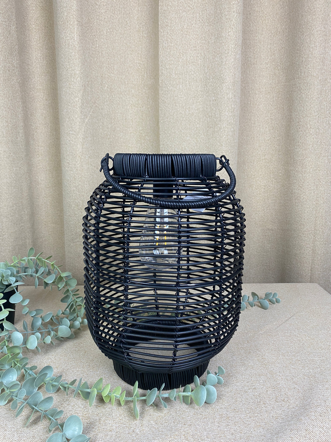 Solar lanterne pære D22x30 cm PVC/metal sort