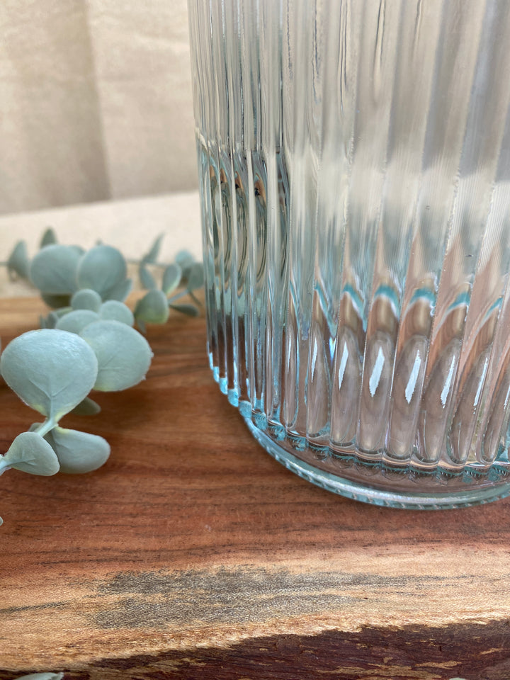 Flora vas - räfflat glas 12x25 cm - 3 ass. färger