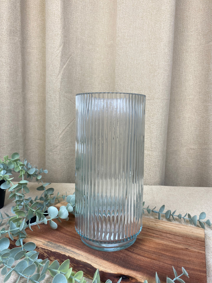 Flora vas - räfflat glas 12x25 cm - 3 ass. färger