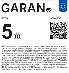 GARAN – Tefal Senator: 5 års producentgaranti