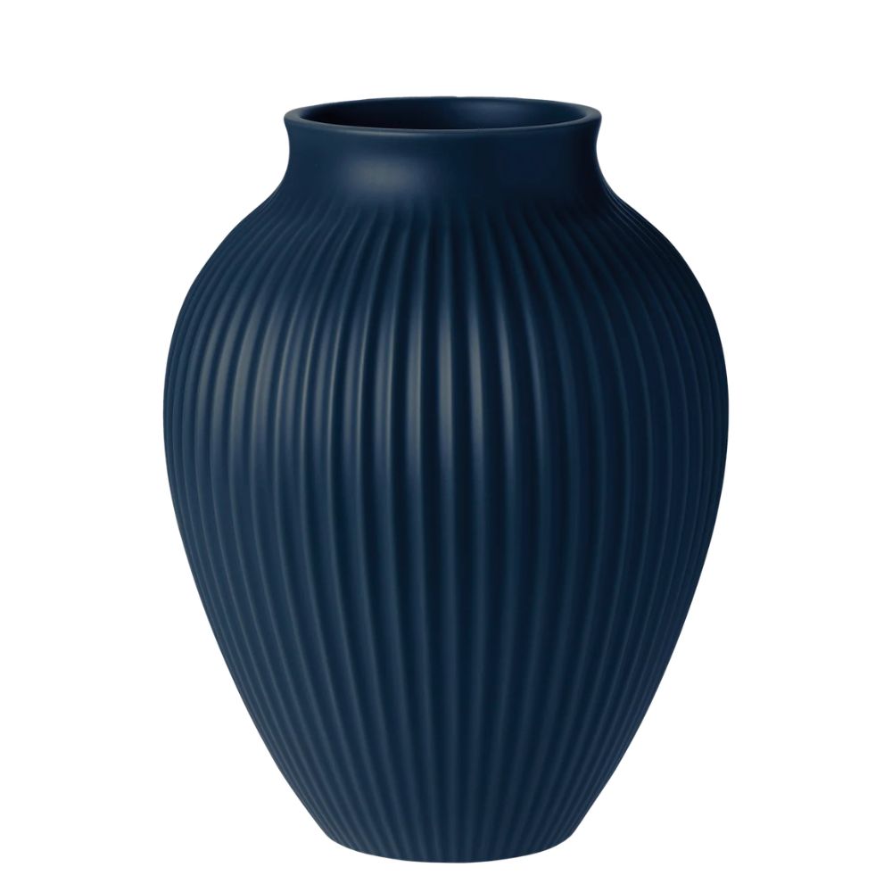 Knabstrup - Vase 27 cm ripple mat dark blue