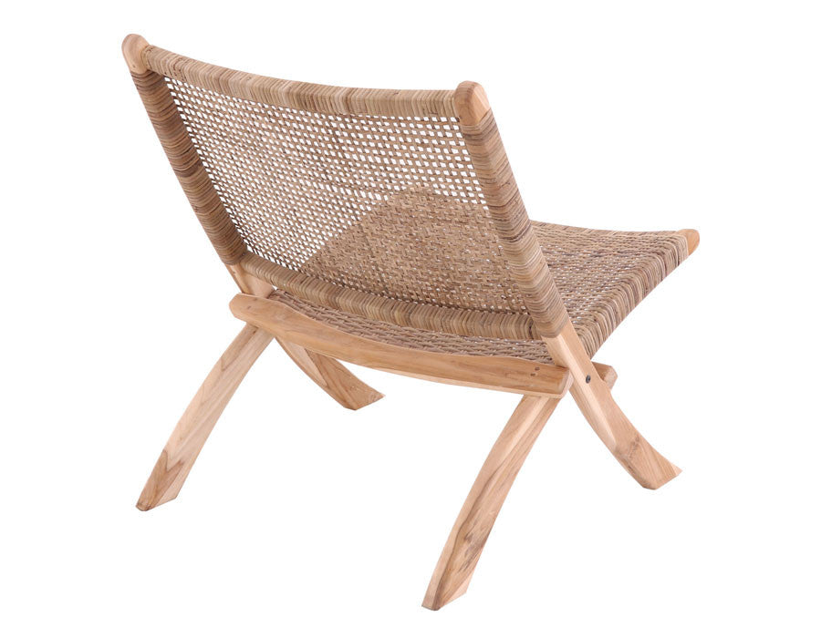 Lounge stol folde 67x75x79 cm indoor teak/rattan natur