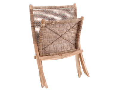 Lounge stol folde 67x75x79 cm indoor teak/rattan natur