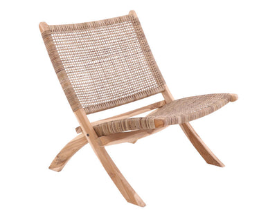 Lounge stol folde 67x75x79 cm indoor teak/rattan natur