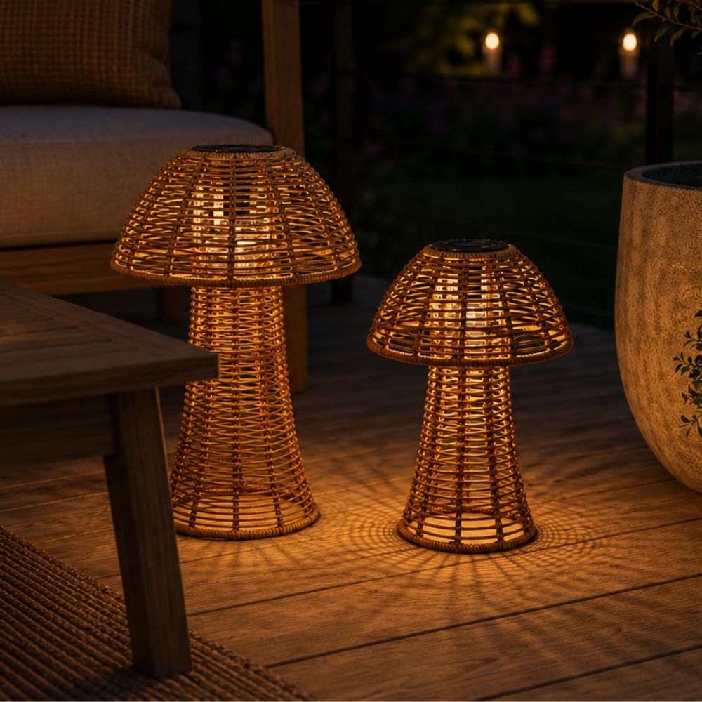 Solar lanterner 2 stk. mushroom - natur