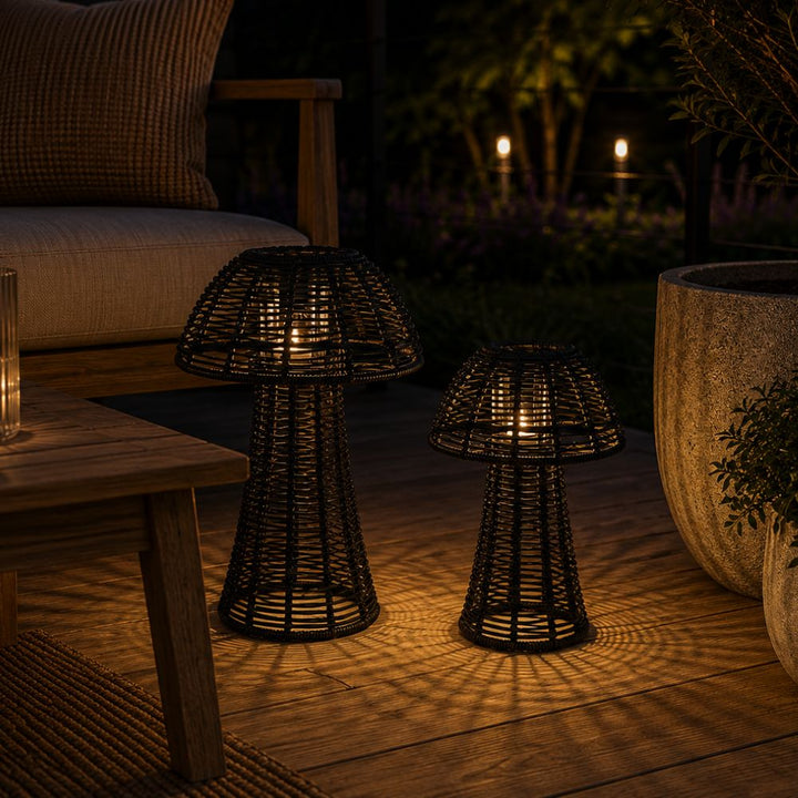 Solar lanterner 2 stk. mushroom - sort