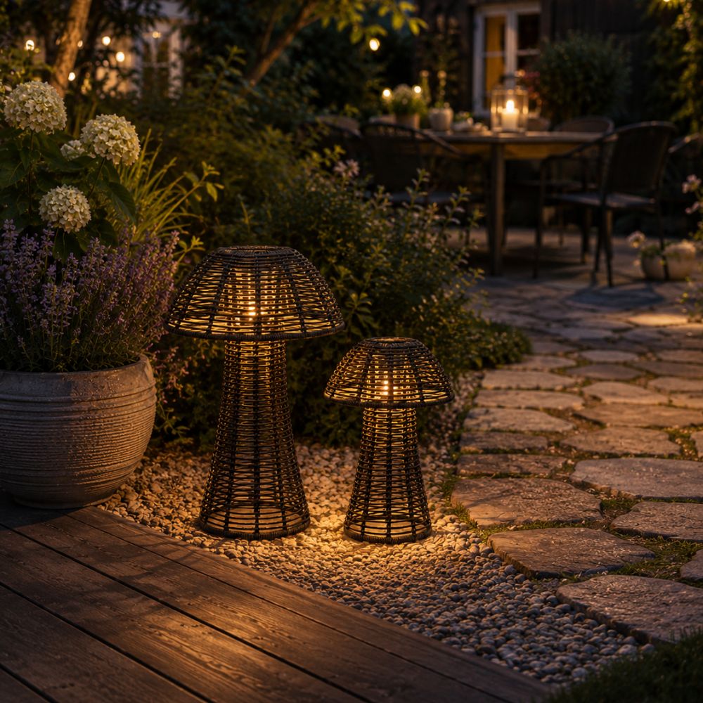 Solar lanterner 2 stk. mushroom - sort