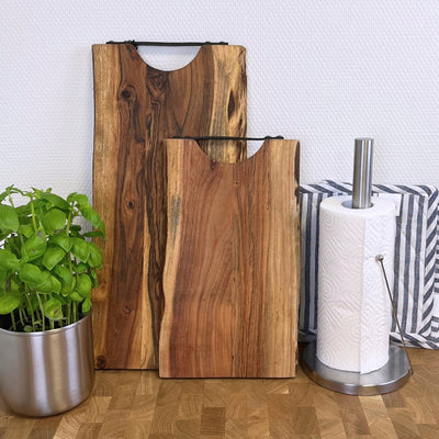 Skærebræt med læderhåndtag 45x22 akacietræ  olieret