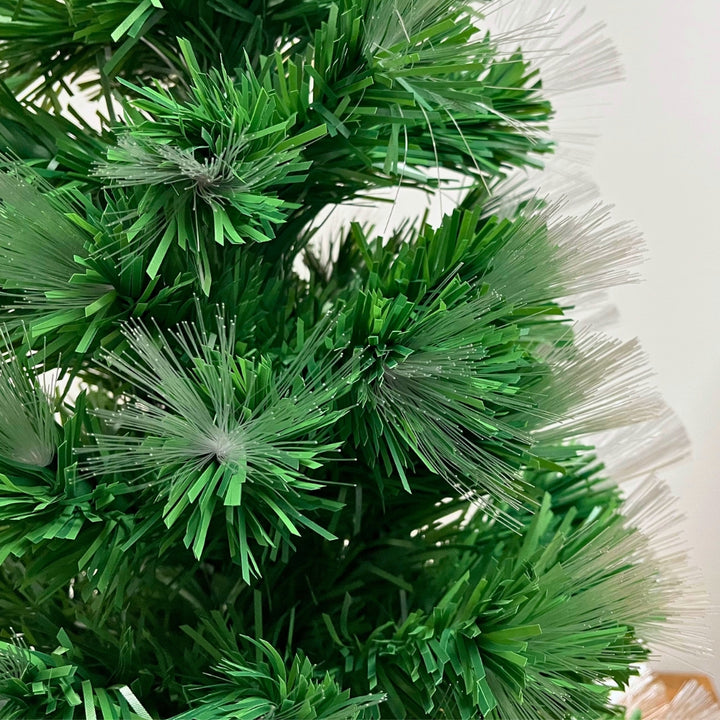 Fiber juletræ - H90 cm 84 LED multifarvet IP44 grøn