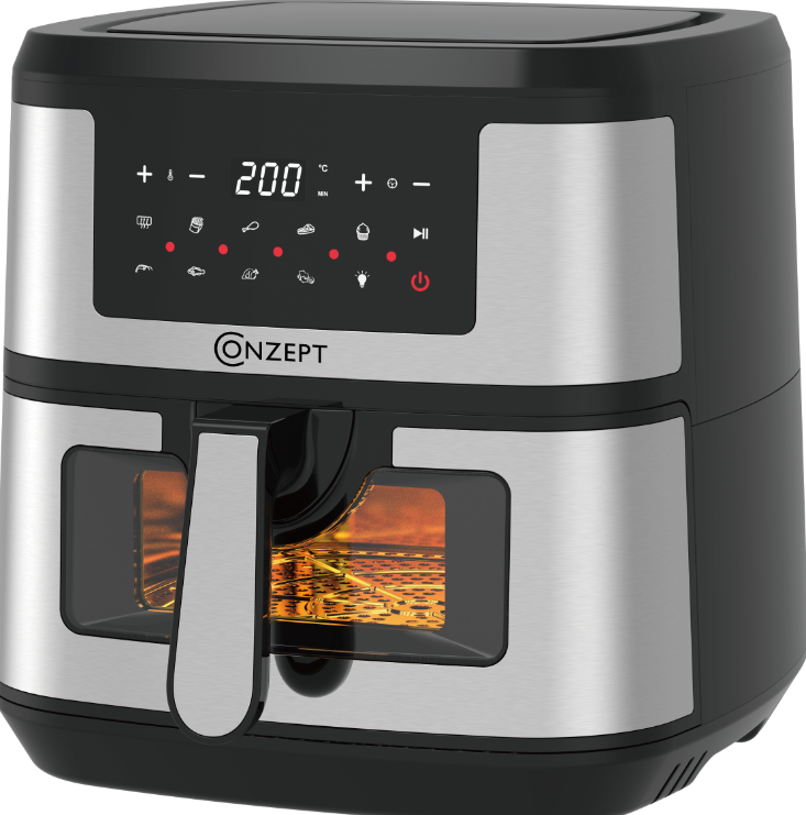 Conzept - Air fryer 7,5 Liter digital med vindue - 1800 Watt