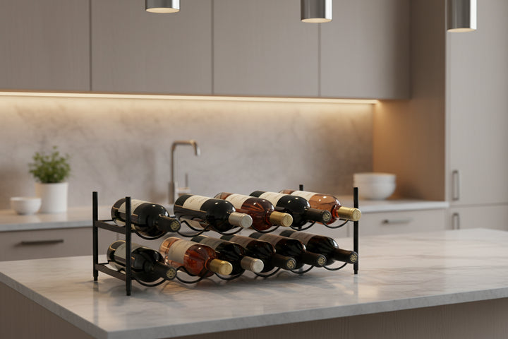 Vinreol 12 flasker 56x21x29 cm sort metal