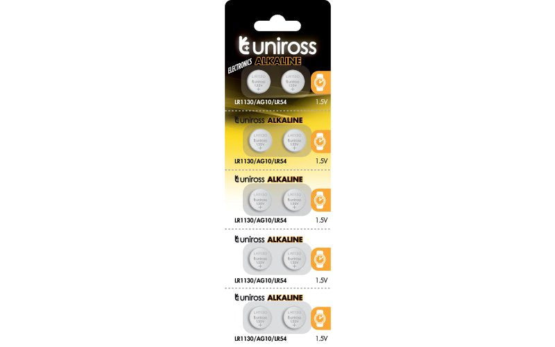 Uniross Alkaline LR1130 AG10 LR54 1,5 V – 10er-Packung