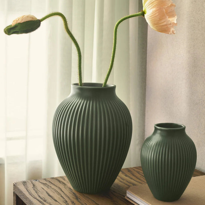 Knabstrup - Vas 20 cm - Ripple matt vas mörkgrön 