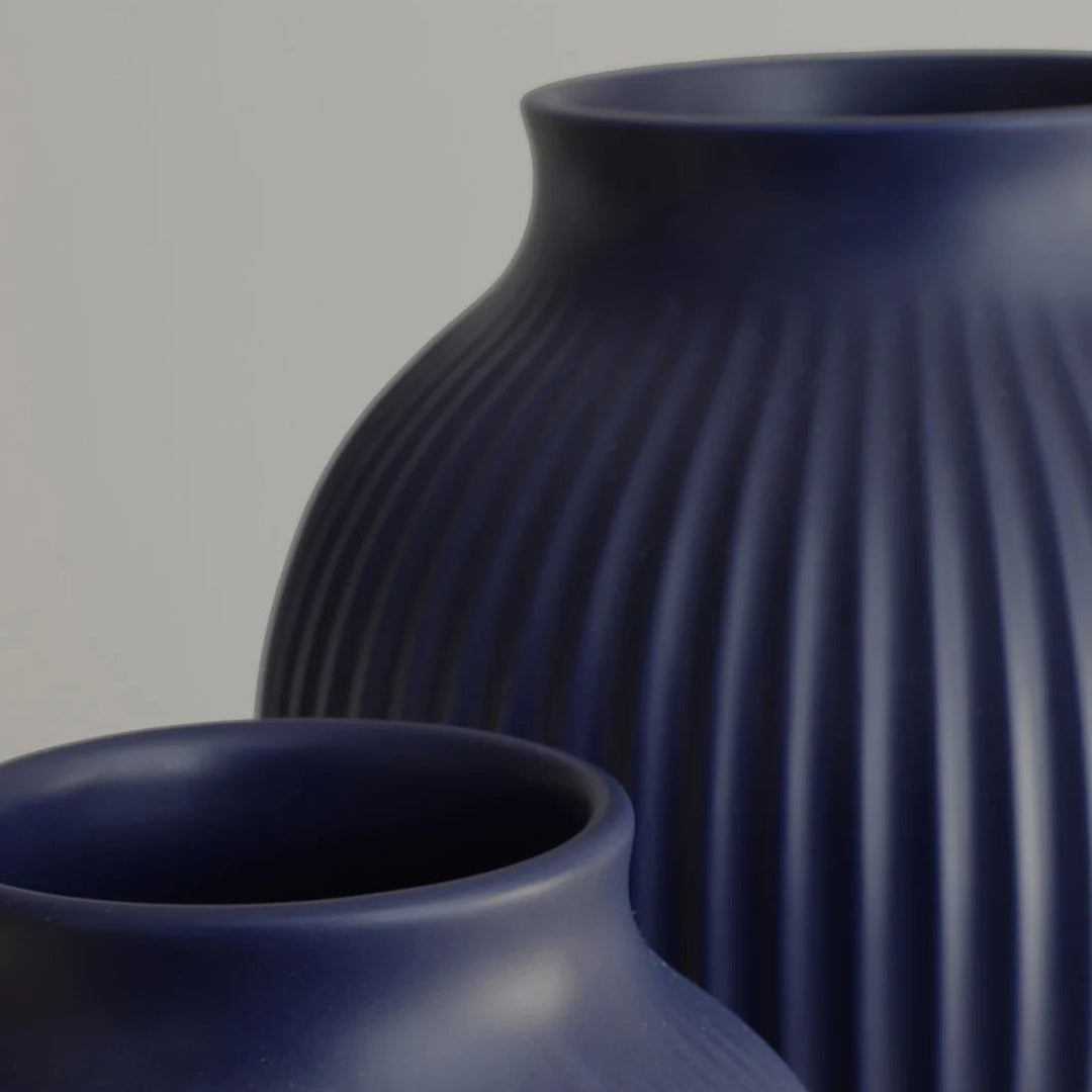 Knabstrup - Vase 20 cm  - ripple mat dark blue