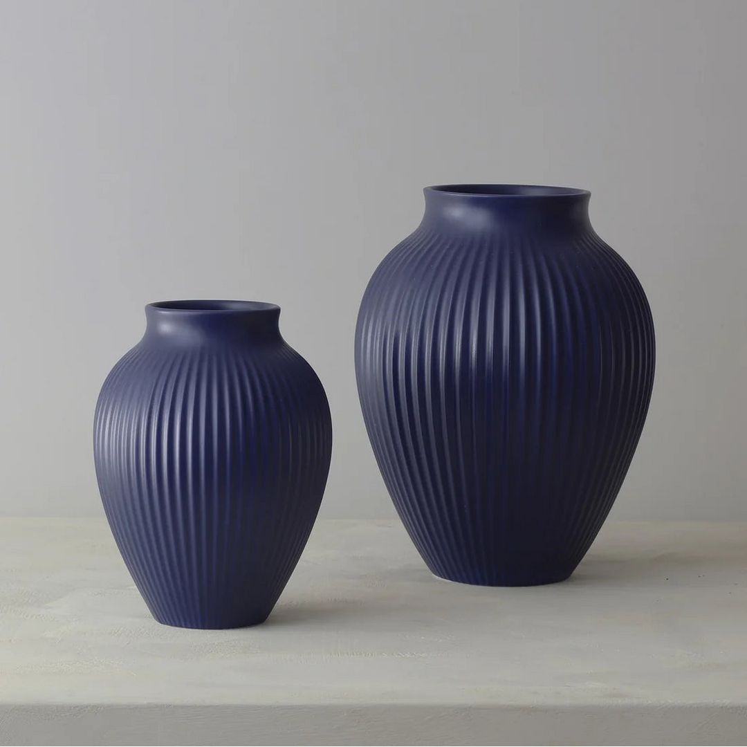 Knabstrup - Vase 20 cm  - ripple mat dark blue