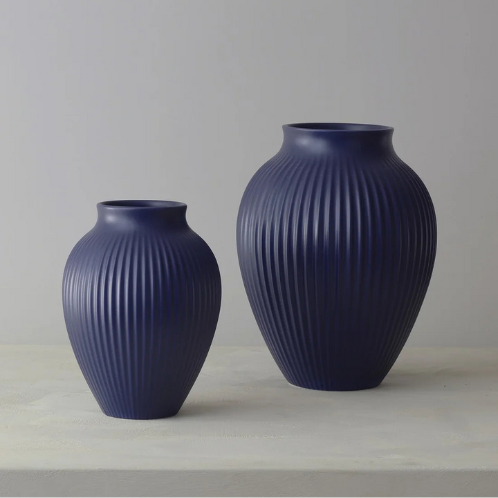 Knabstrup - Vase 20 cm  - ripple mat dark blue