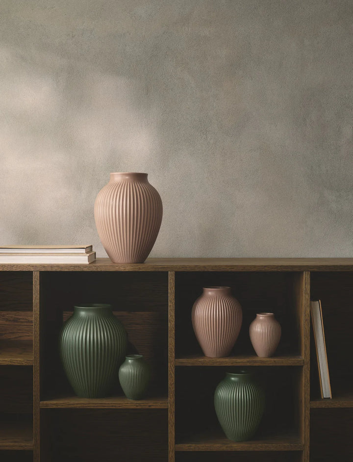 Knabstrup - Vase H 20 cm ripple mat dusty rose
