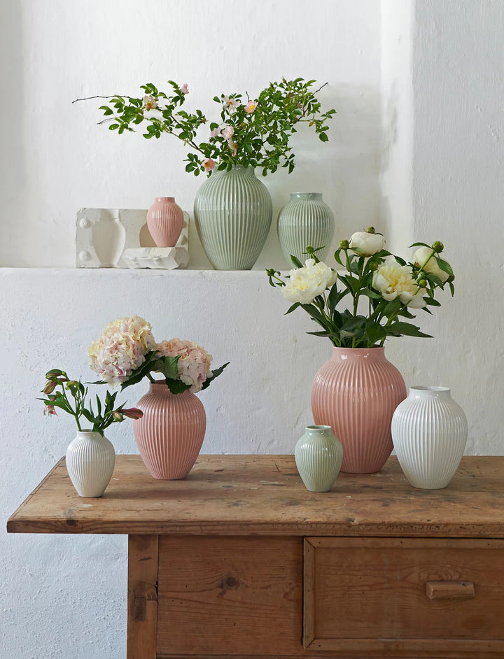 Knabstrup - Vase H 27 cm ripple mat dusty rose