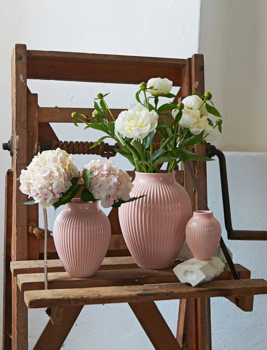 Knabstrup - Vase H 27 cm ripple mat dusty rose