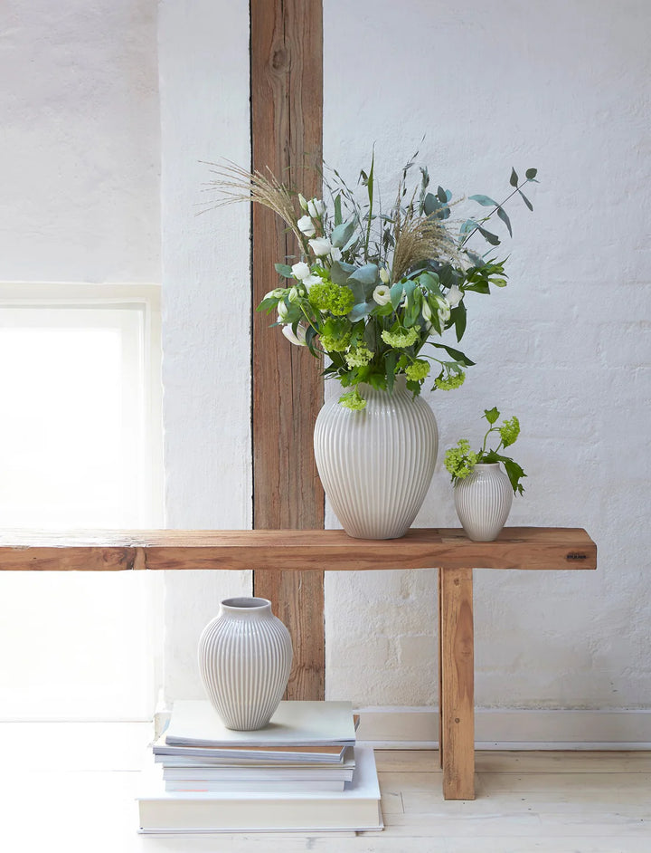 Knabstrup - Vase med riller i hvid 36,5 cm