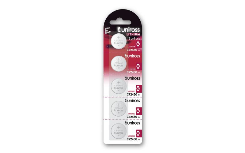 Uniross Lithium-Knopfzelle CR2450 3V - 5er-Pack