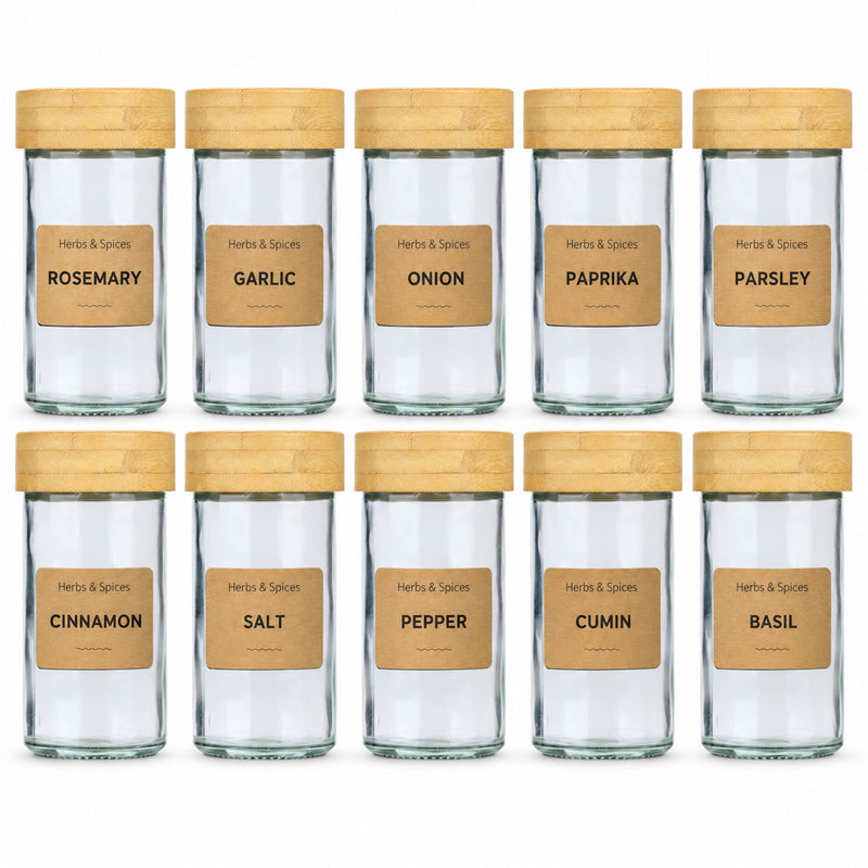 Kryddburkar med bambulock - 12 st.