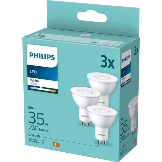 LED-Kunststoff 35W GU10 WH 230V 36D ND 3er-Pack