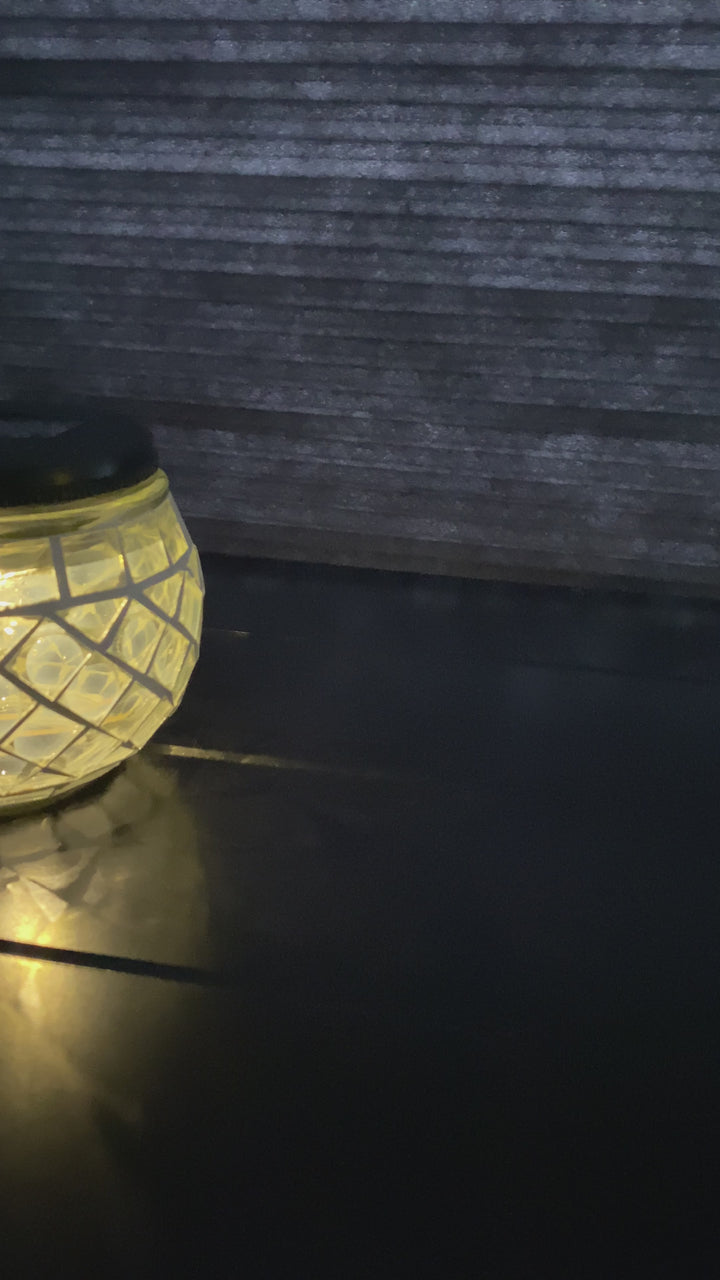 Solcellslampa i mosaik Ø10xH9 cm klar 