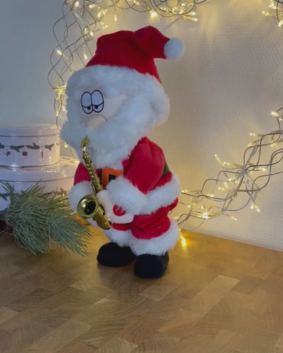 Tomte med saxofon - 30 cm - leker och dansar