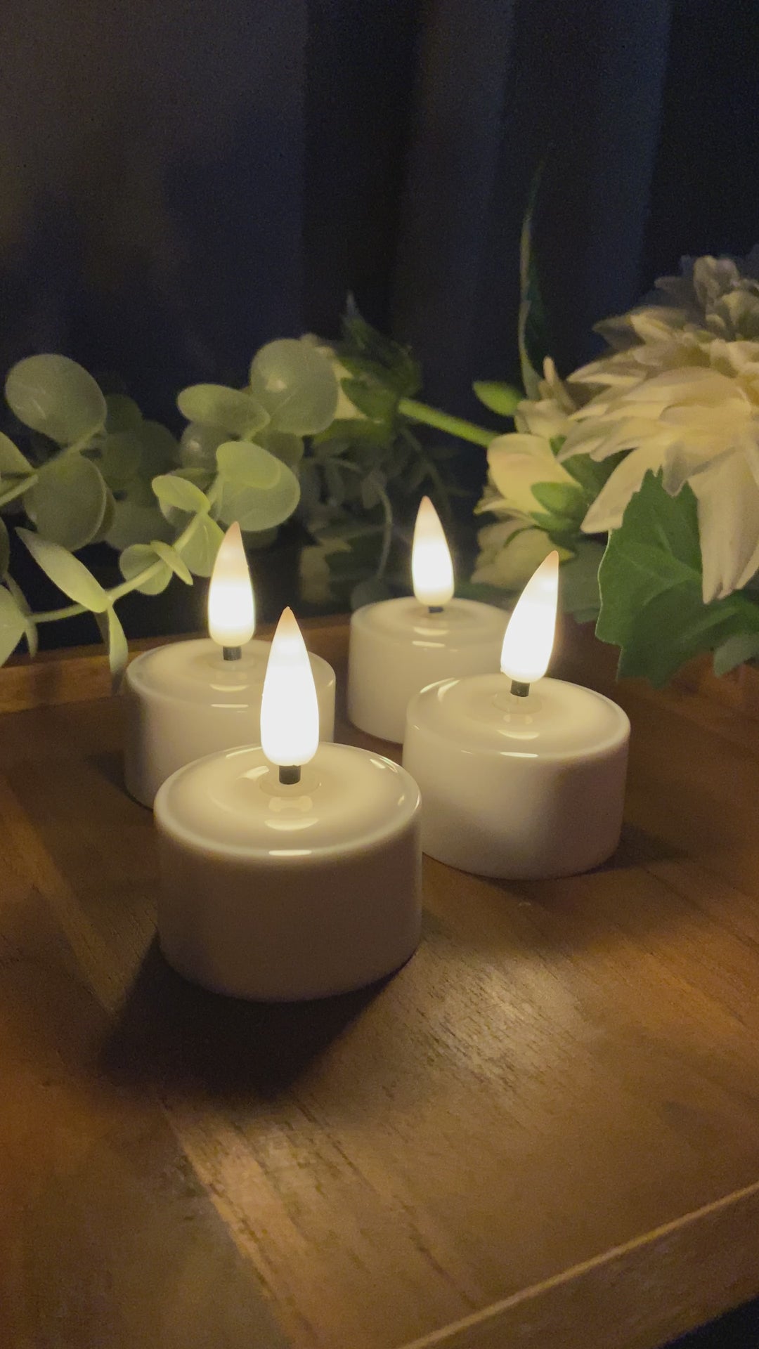 LED fyrfadslys 4 stk - genopladelige med fjernbetjening