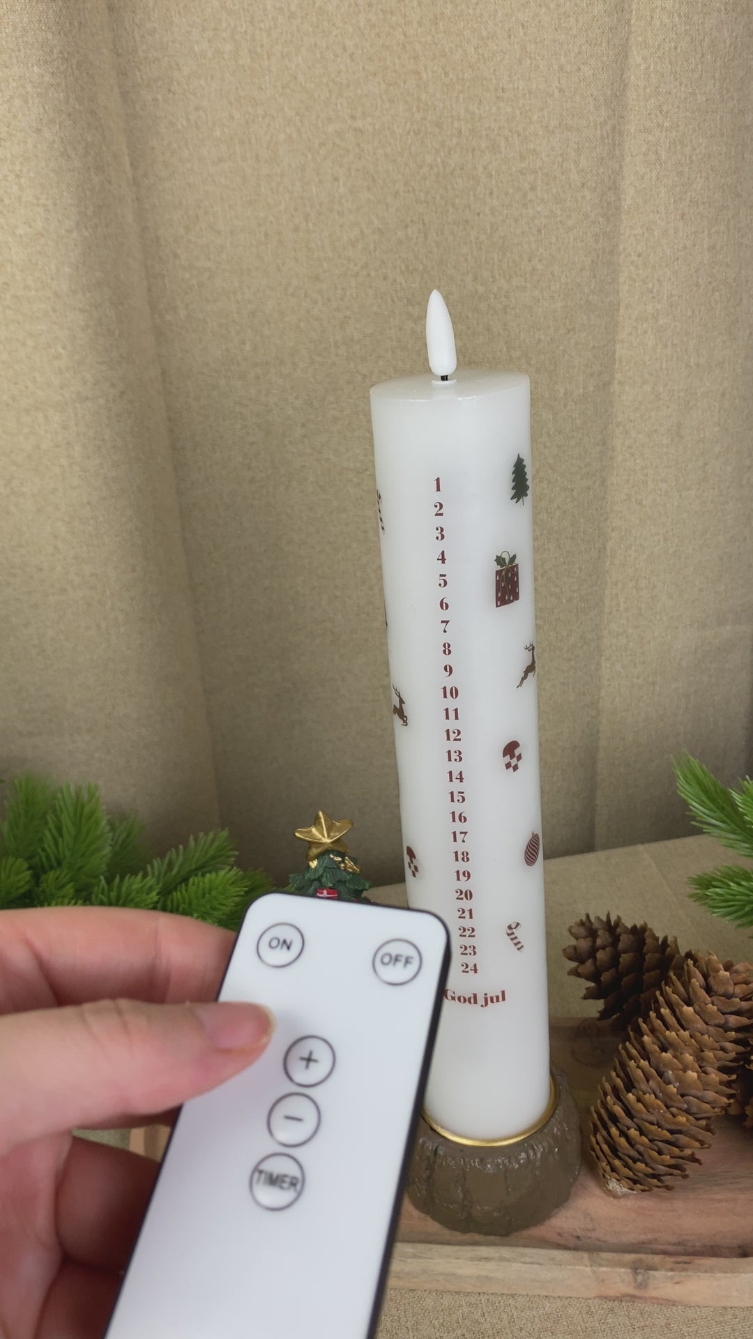 LED kalenderlys med juleguirlande - med fjernebetjening