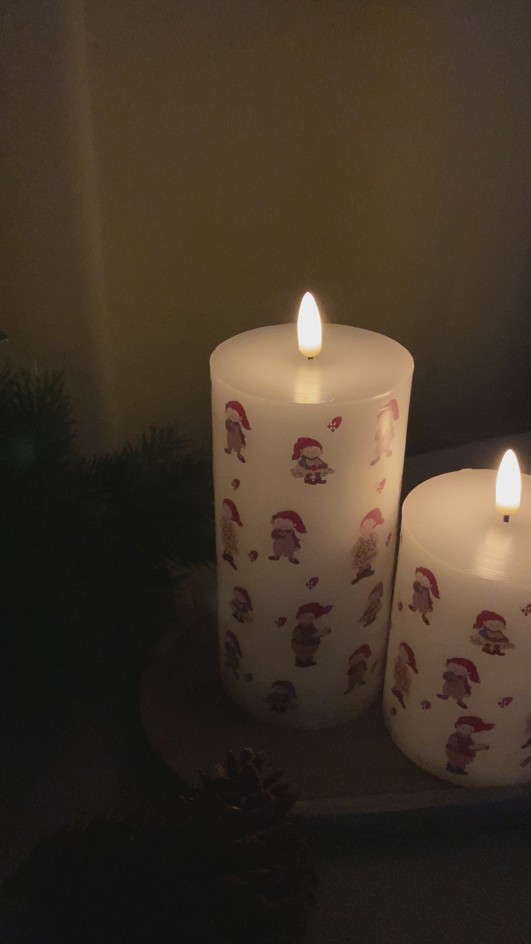 LED-vaxljus 3 st. jultomtar - med fjärrkontroll 
