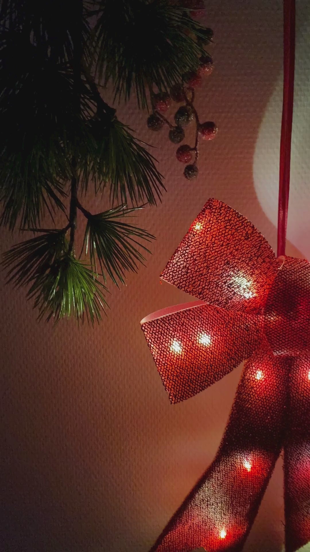 Sirius - Julius sløjfe med LED - rød 40 cm