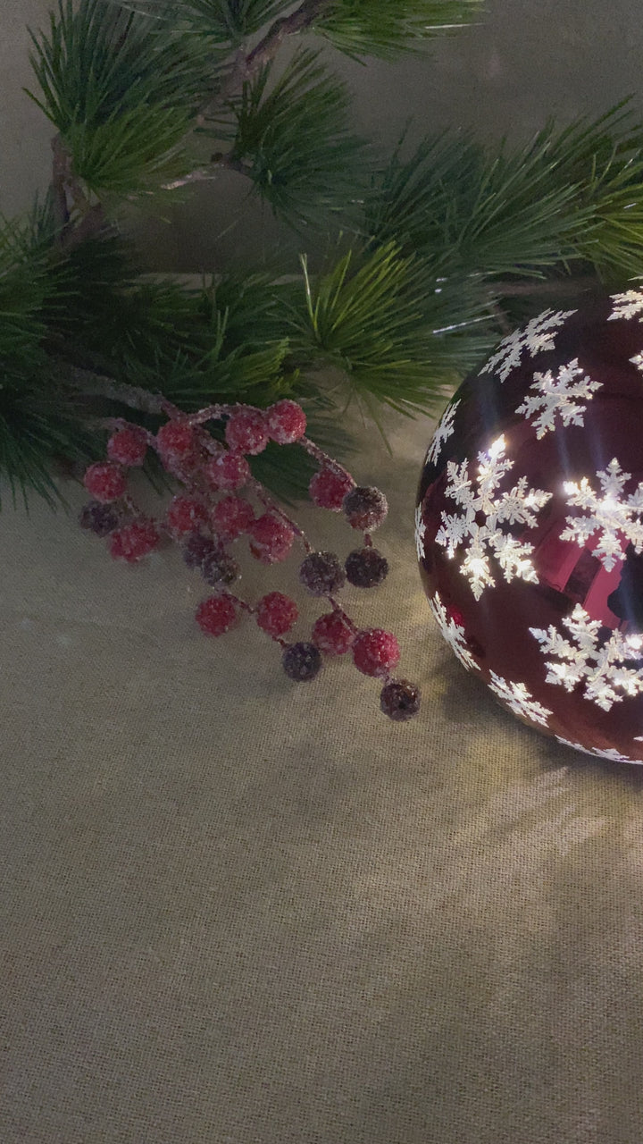 Julekugle med LED og snefnug Ø15 cm