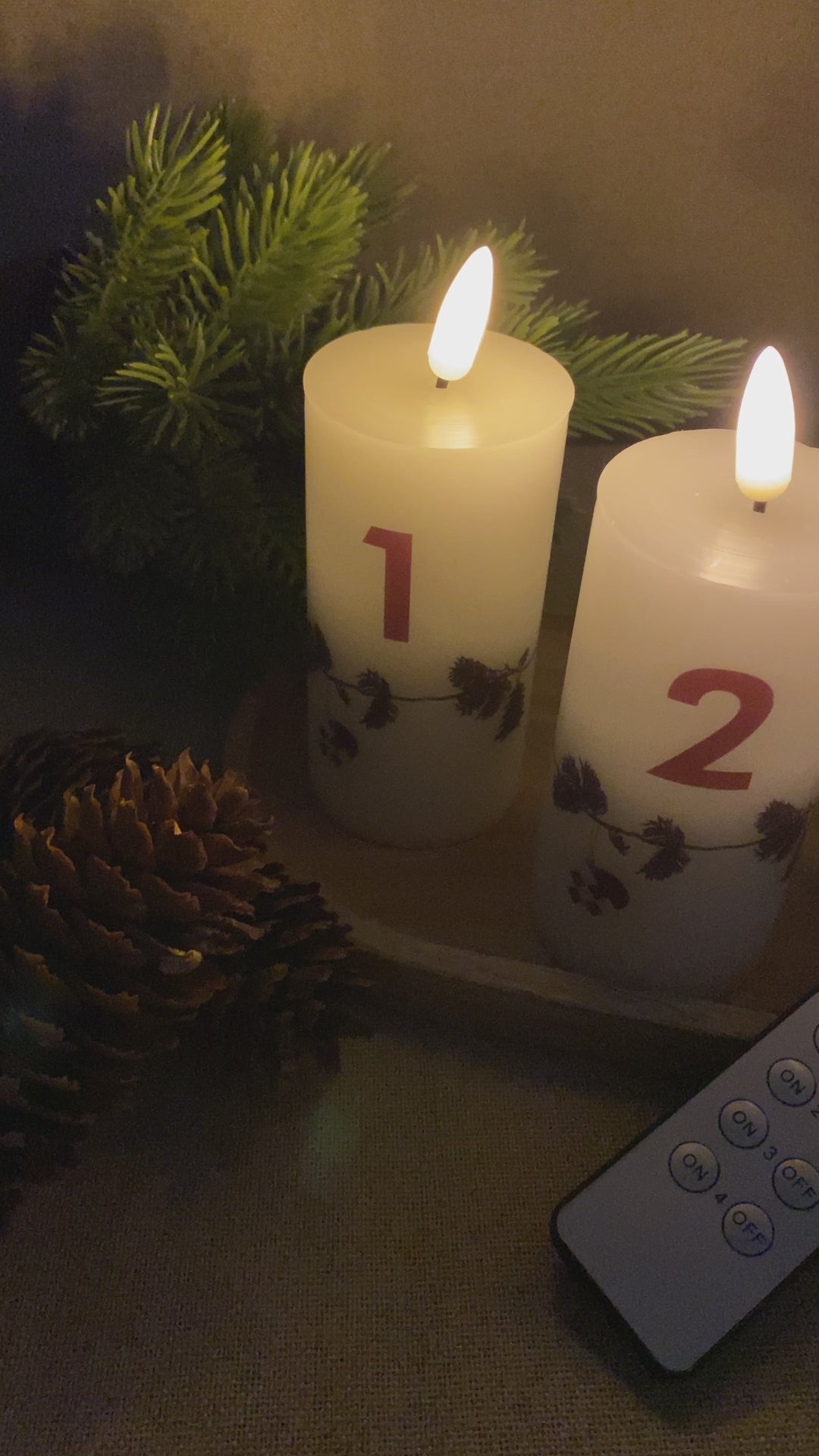 LED-adventsljus med julgirlang på - med fjärrkontroll 