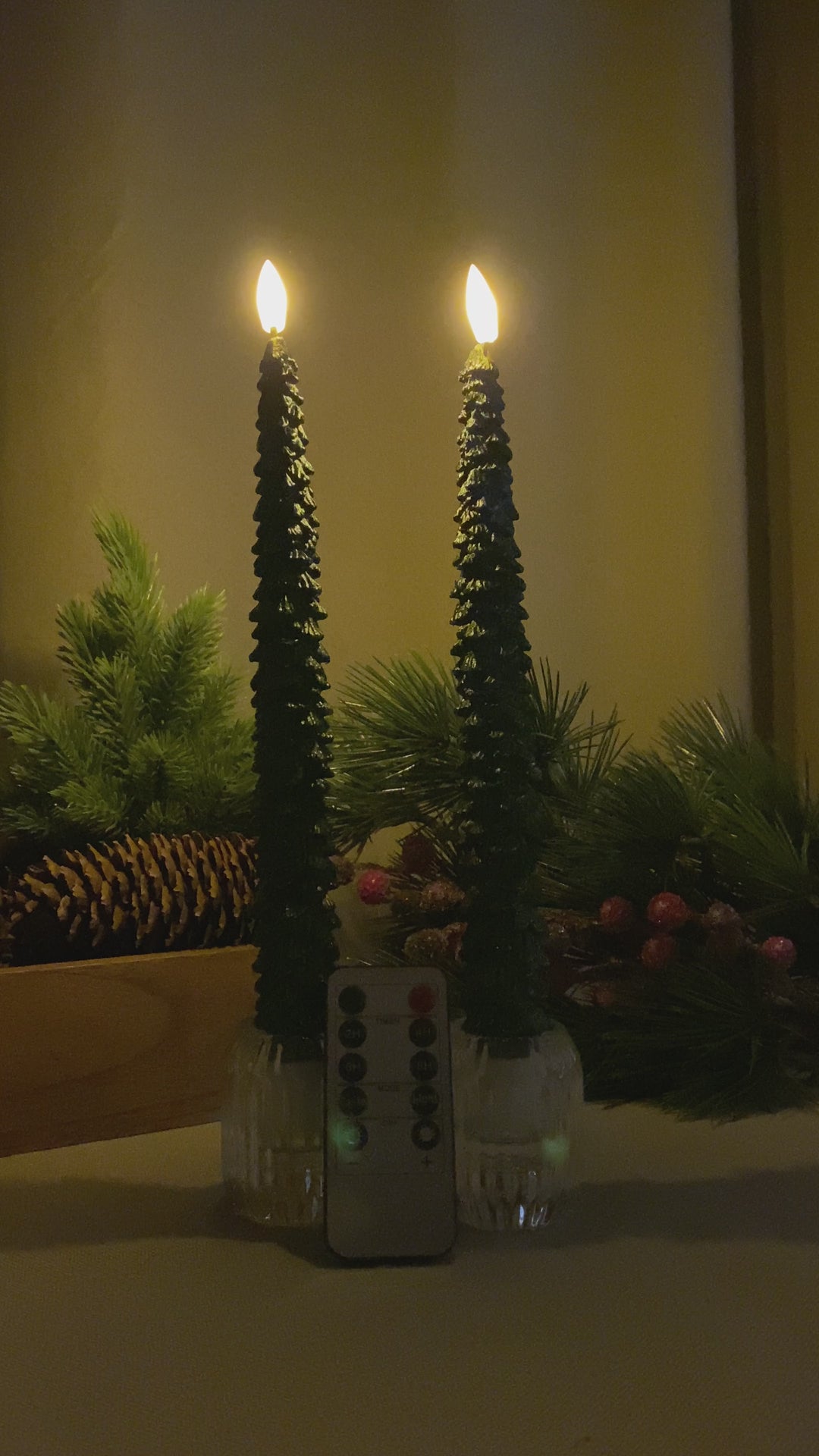 LED stagelys - juletræ 2 stk. 25 cm med fjernbetjening