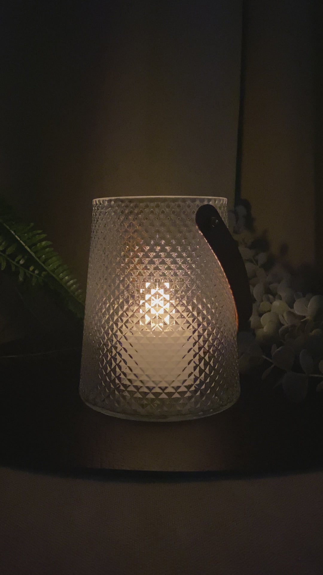 Lysestage med hank Ø13x15 cm - i klart glas