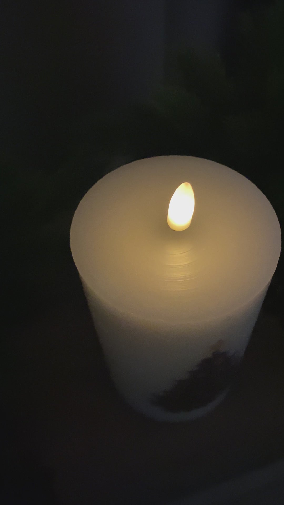 LED-blockljus 3D - Ø7,5x12,5 cm - julgran/kräm