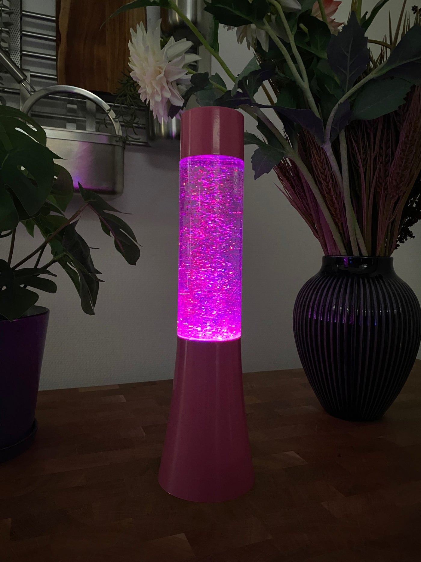 Glitterlampa 8x32 rosa för batteri