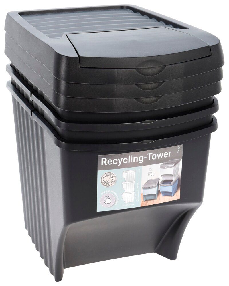 Mülleimer - Recycling-Set - 3-teilig.