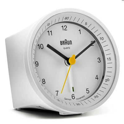 Braun Classic - Vækkeur BNC007WHWHQ quartz m/snooze inkl. batteri - Hvid