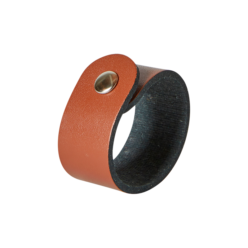 Dacore – 6 Serviettenringe aus recyceltem Leder – Braun