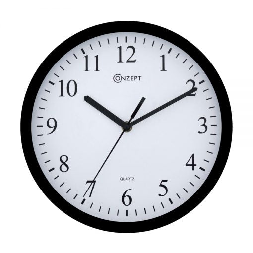 Conzept Electric – Wanduhr 25 cm mit schwarzem Kunststoffrahmen