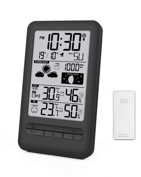 Conzept – Wetterstation – mit Außenthermometer, Wecker und Kalender