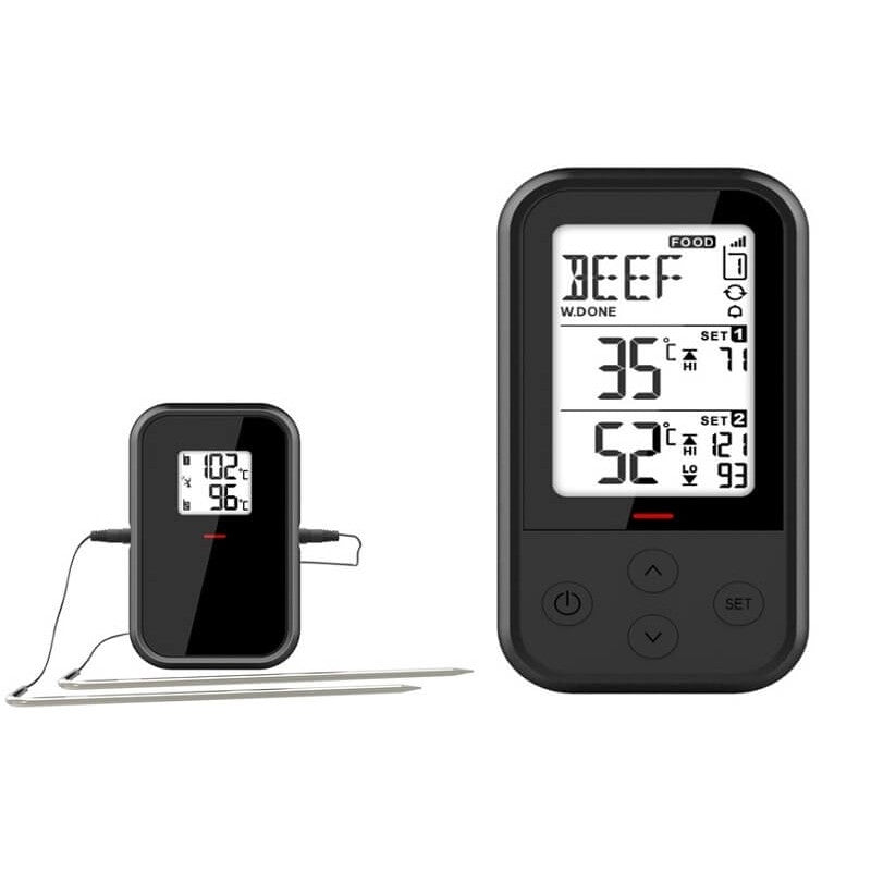 Conzept Elektrisches, kabelloses Fleischthermometer mit 2 Sensoren und manueller Temperatureinstellung