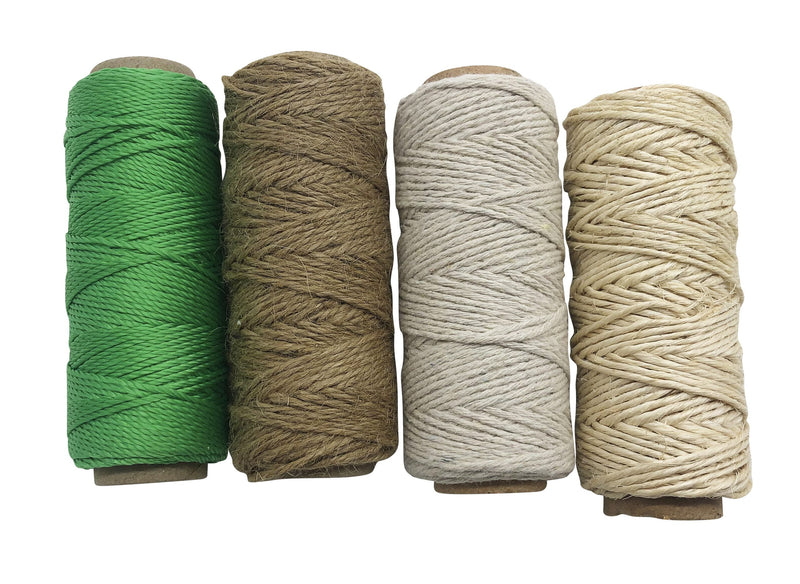 Gartenschnur-Set, 4-teilig: PP-Schnur 55 m, Juteschnur 30 m, Baumwollschnur 65 m, Sisalschnur 30 m