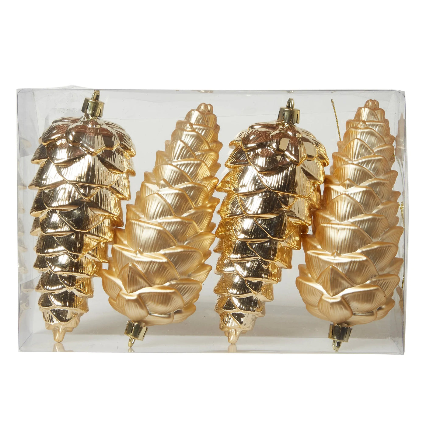 Kogle ornament 20,5 cm 4 stk. plast guld